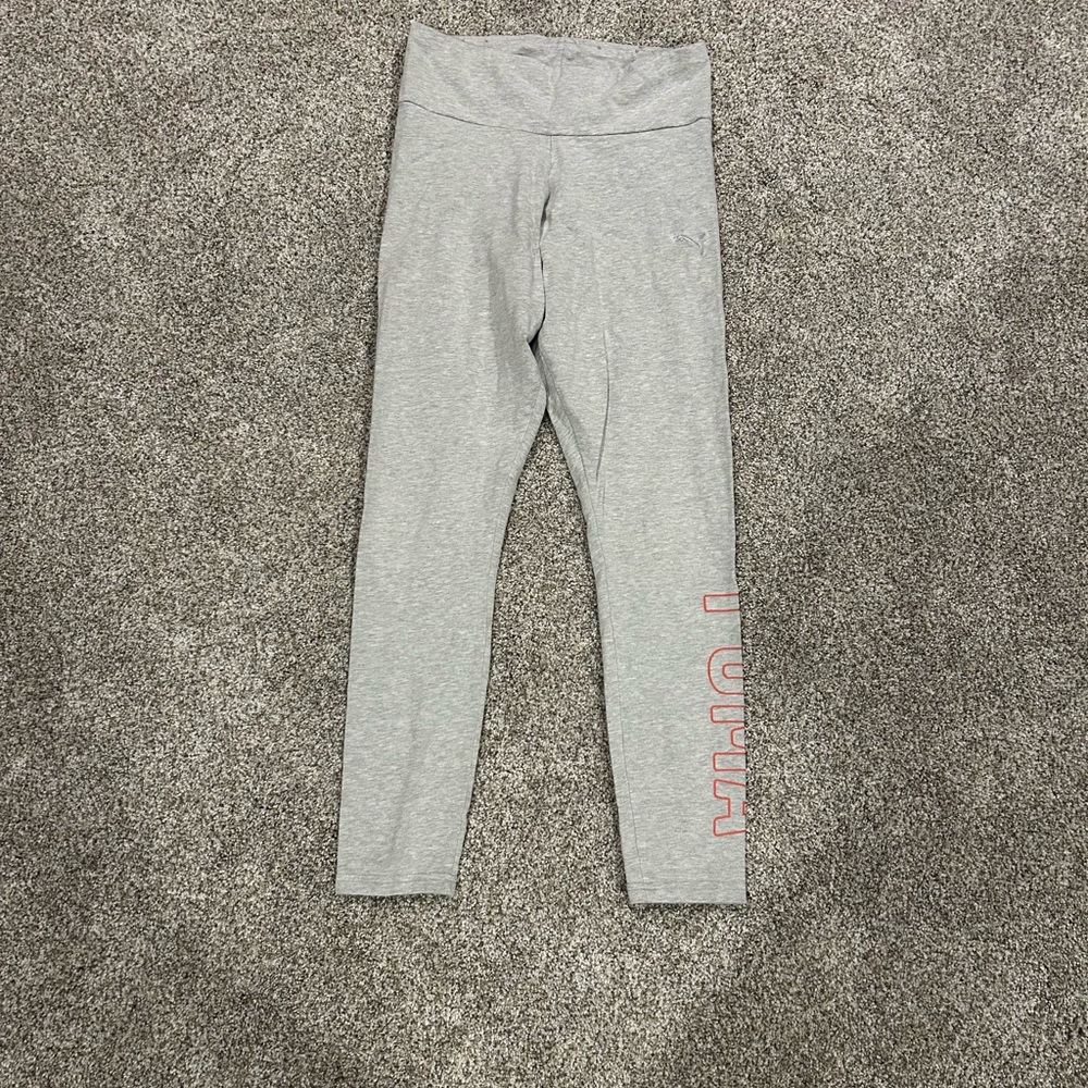 Puma Gray Athletic Leggings High Waist Full Length